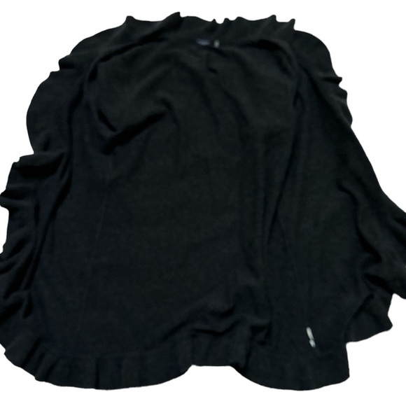 Magaschoni Cashmere Grey Open Sweater Ruffle Trim **Flaw Small Holes size L - Picture 5 of 11